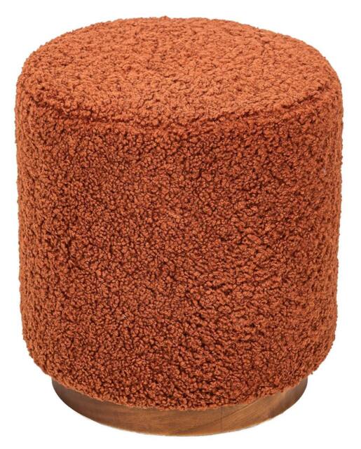 Nordlys Brown Wooden Base Living Room Pouf in Red - image 1