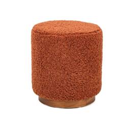 Nordlys Brown Wooden Base Living Room Pouf in Red - thumbnail 4