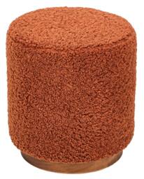 Nordlys Brown Wooden Base Living Room Pouf in Red