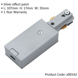 Loops Commercial Track Light Live End Connector - 107mm Length - Silver Rail System in Metallics - thumbnail 2
