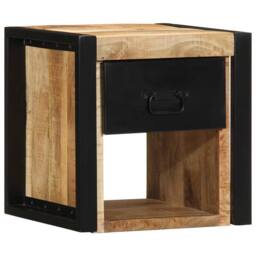 Berkfield Home Bedside Cabinet 40x35x40 cm Solid Rough Wood Mango in Brown - Size: 40 x 35 x 40 cm - thumbnail 2