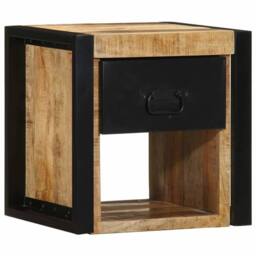 Berkfield Home Bedside Cabinet 40x35x40 cm Solid Rough Wood Mango in Brown - Size: 40 x 35 x 40 cm - thumbnail 3