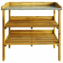 Berkfield Home Potting Bench with 2 Shelves Solid Acacia Wood & Zinc in Brown - thumbnail 4