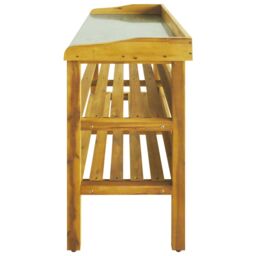 Berkfield Home Potting Bench with 2 Shelves Solid Acacia Wood & Zinc in Brown - thumbnail 5
