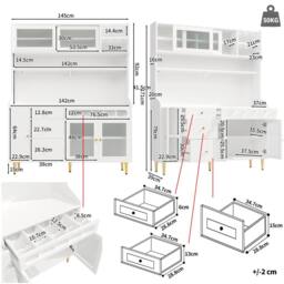 Rolipo Modern White Highboard Cabinet with LED Lights & Wine Rack - thumbnail 6