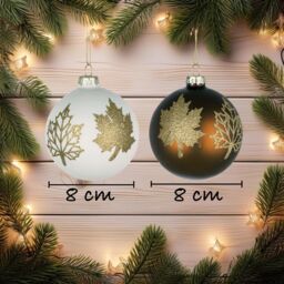 Shatchi Christmas Glass Baubles 12pcs Set - 8cm Red Maple Leaves Design for Festive Tree Decorations - thumbnail 2