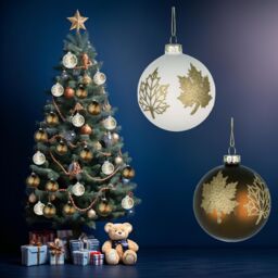 Shatchi Christmas Glass Baubles 12pcs Set - 8cm Red Maple Leaves Design for Festive Tree Decorations - thumbnail 4