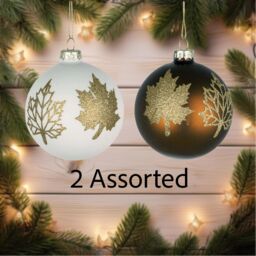 Shatchi Christmas Glass Baubles 12pcs Set - 8cm Red Maple Leaves Design for Festive Tree Decorations - thumbnail 3