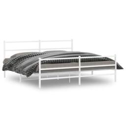 Berkfield Home Metal Bed Frame without Mattress with Footboard¬†White 193x203cm in White - Size: 193x203 cm - thumbnail 1