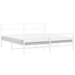 Berkfield Home Metal Bed Frame without Mattress with Footboard¬†White 193x203cm in White - Size: 193x203 cm - thumbnail 4