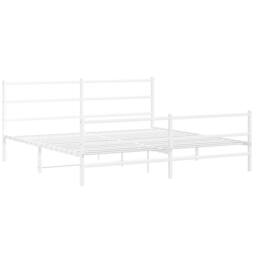 Berkfield Home Metal Bed Frame without Mattress with Footboard¬†White 193x203cm in White - Size: 193x203 cm - thumbnail 3