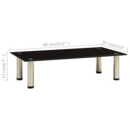 Berkfield Home TV Stand Black 60x35x17 cm Tempered Glass - Size: 60 x 35 x 17 cm - thumbnail 5