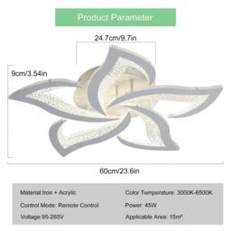 NIVOR 5-Light 48W Dimmable LED Ceiling with Remote Flower Flush Mount Lamp in White - thumbnail 2
