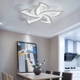 NIVOR 5-Light 48W Dimmable LED Ceiling with Remote Flower Flush Mount Lamp in White - thumbnail 7