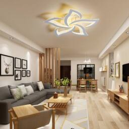 NIVOR 5-Light 48W Dimmable LED Ceiling with Remote Flower Flush Mount Lamp in White - thumbnail 8
