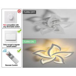 NIVOR 5-Light 48W Dimmable LED Ceiling with Remote Flower Flush Mount Lamp in White - thumbnail 3