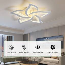 NIVOR 5-Light 48W Dimmable LED Ceiling with Remote Flower Flush Mount Lamp in White - thumbnail 5