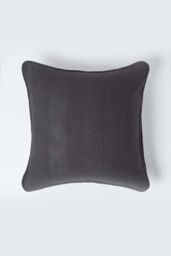 Homescapes Cotton Rajput Ribbed Cushion Cover in Black - Size: 60 cm x 60 cm - thumbnail 1
