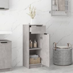Berkfield Home Bathroom Cabinet Concrete Grey 32x34x90 cm Engineered Wood - Size: 32 x 34 x 90 cm - thumbnail 3