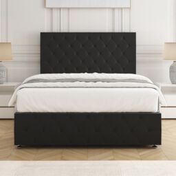 "BSSPOKE Mulberry Velvet Divan Bed 24"" Headboard Footboard 4Drawers & Mattress in Black - Size: Small Double" - thumbnail 2