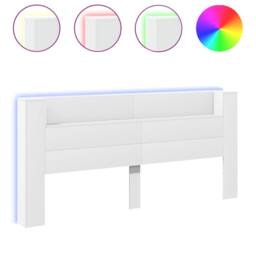 Berkfield Home Headboard Cabinet with LED White 220x16.5x103.5 cm - thumbnail 1