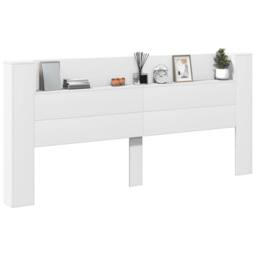 Berkfield Home Headboard Cabinet with LED White 220x16.5x103.5 cm - thumbnail 5