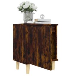 Berkfield Home Bed Cabinets with Solid Wood Legs 2 pcs Smoked Oak 40x30x50 cm in Brown - Size: 40 x 30 x 50 cm - thumbnail 4