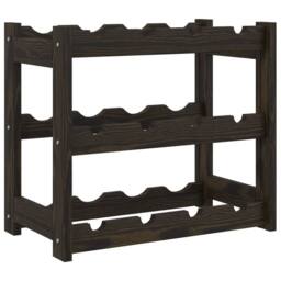 Berkfield Home Wine Rack for 12 Bottles Black Solid Wood Pine - thumbnail 2