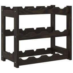 Berkfield Home Wine Rack for 12 Bottles Black Solid Wood Pine - thumbnail 5