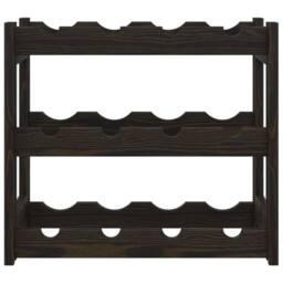 Berkfield Home Wine Rack for 12 Bottles Black Solid Wood Pine - thumbnail 3