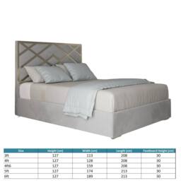 Casani Malton Upholstered Soft Velvet Grey Metal Designer Bed Frame - Size: Double - thumbnail 7