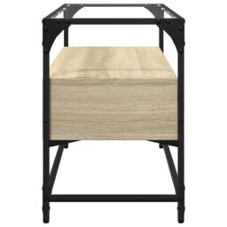 Berkfield Home TV Cabinet with Glass Top Sonoma Oak 80x35x51 cm Engineered Wood in Brown - Size: 80 x 35 x 51 cm - thumbnail 5