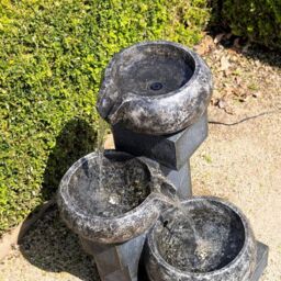 Primrose Tavira Cascading Tiered Bowls Water Feature With Lights 66cm in Grey - thumbnail 4