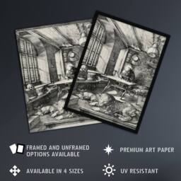 "Artery8 Saint Jerome in His Study Albrecht Durer Wall Art Poster Print in Grey - Size: W12"" x H16""" - thumbnail 2