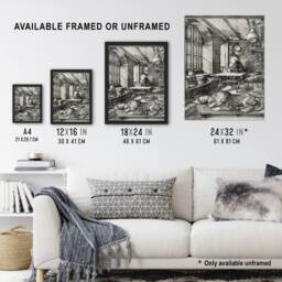 "Artery8 Saint Jerome in His Study Albrecht Durer Wall Art Poster Print in Grey - Size: W12"" x H16""" - thumbnail 3