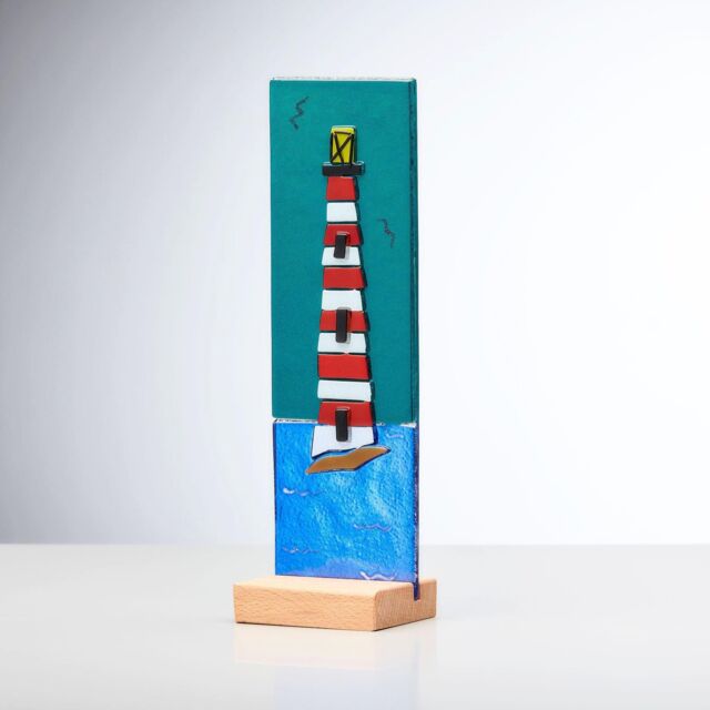 Sienna Glass Standing Decorative Lighthouse Plaque - image 1