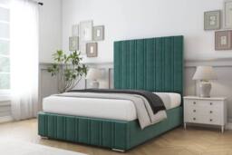 "Comfort Beds Paris Plush Bed Frame - 50"" Upholstered Headboard in Emerald - Size: Super King" - thumbnail 1