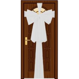 Shatchi Christmas Door Bow - 9m Giant Bow Door Cover - Front Door Decorations for Xmas Wedding, Baby Shower Outside Home Decor in White - thumbnail 2