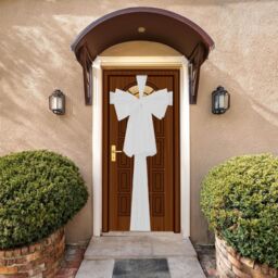 Shatchi Christmas Door Bow - 9m Giant Bow Door Cover - Front Door Decorations for Xmas Wedding, Baby Shower Outside Home Decor in White - thumbnail 5