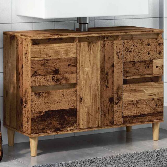 Berkfield Home Sink Cabinet Old Wood 80x33x60 cm Engineered Wood in Brown - Size: 80 x 33 x 60 cm - image 1