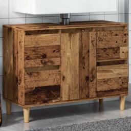 Berkfield Home Sink Cabinet Old Wood 80x33x60 cm Engineered Wood in Brown - Size: 80 x 33 x 60 cm - thumbnail 1
