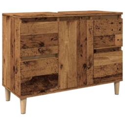 Berkfield Home Sink Cabinet Old Wood 80x33x60 cm Engineered Wood in Brown - Size: 80 x 33 x 60 cm - thumbnail 2