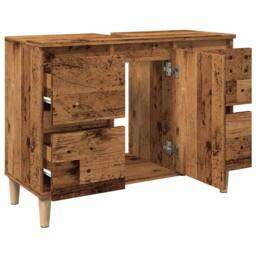 Berkfield Home Sink Cabinet Old Wood 80x33x60 cm Engineered Wood in Brown - Size: 80 x 33 x 60 cm - thumbnail 5