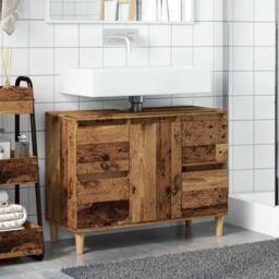 Berkfield Home Sink Cabinet Old Wood 80x33x60 cm Engineered Wood in Brown - Size: 80 x 33 x 60 cm - thumbnail 3