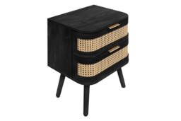 Birlea Rattan Bedside Cabinet 2 Drawer Sark Nightstand Side Table in Black - thumbnail 7