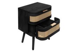Birlea Rattan Bedside Cabinet 2 Drawer Sark Nightstand Side Table in Black - thumbnail 9