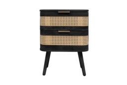 Birlea Rattan Bedside Cabinet 2 Drawer Sark Nightstand Side Table in Black - thumbnail 8
