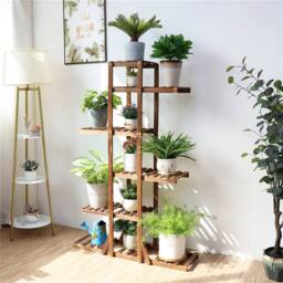 EONLION 6 Tier Wood Flower Plant Stand Corner Shelf Rack in Brown - thumbnail 4
