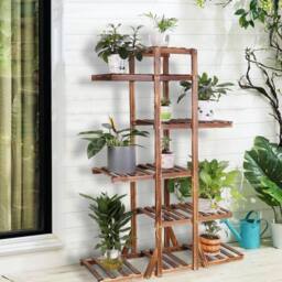 EONLION 6 Tier Wood Flower Plant Stand Corner Shelf Rack in Brown - thumbnail 3