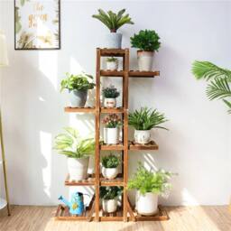 EONLION 6 Tier Wood Flower Plant Stand Corner Shelf Rack in Brown - thumbnail 5